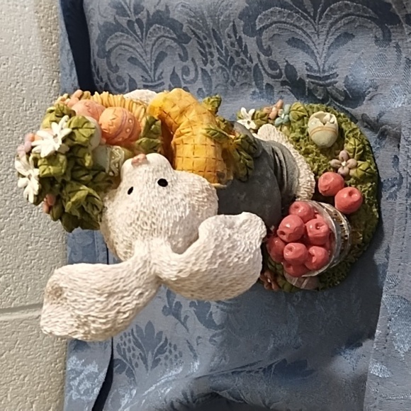 Charming Easter Scape Bunny Figurine & Blue Table Runner 70" L X 13" W - Picture 6 of 16